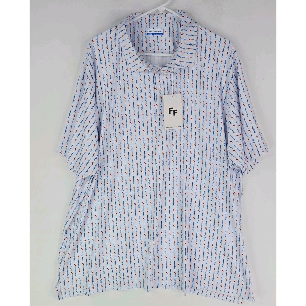 Fore Fathers Polo Mens 3XL NWT Bishop Dunne AOP Golf‎ Performance Stretch Read